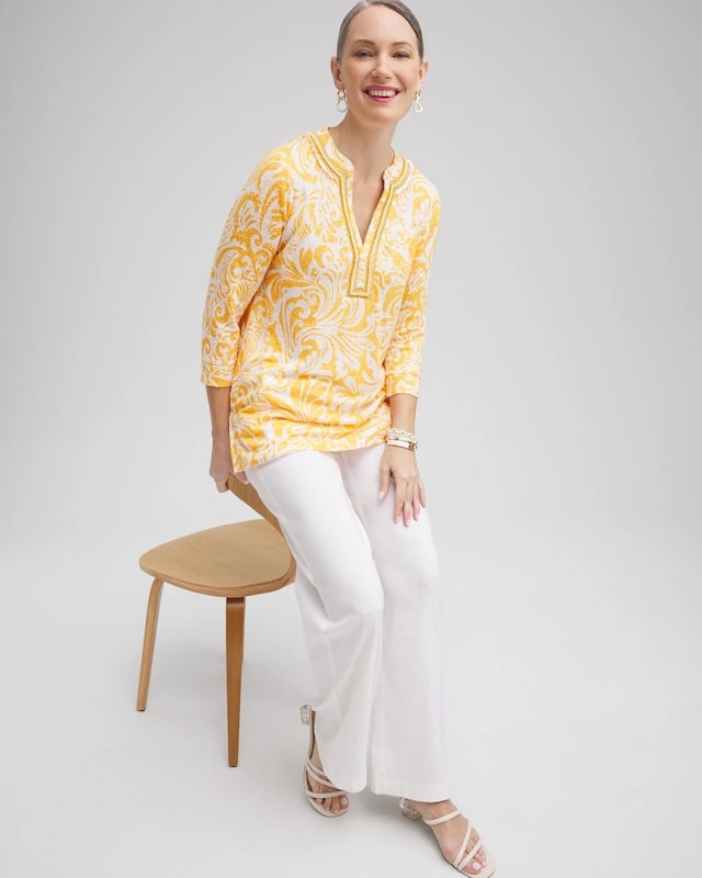 Linen Paisley Embellished Tunic - image 2